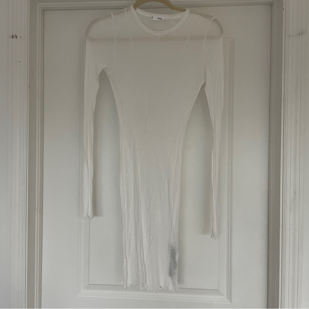 Mango Sheer White Long Sleeve cover up